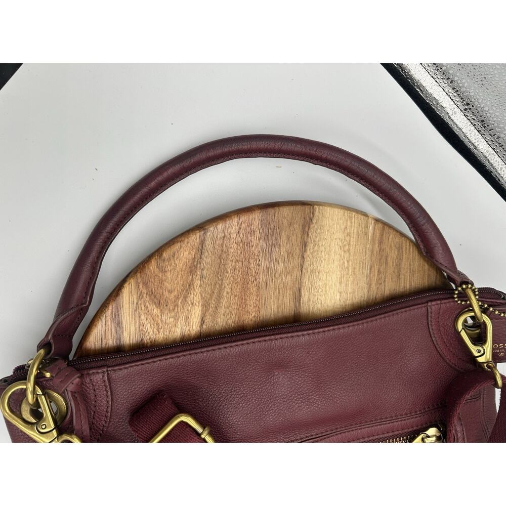 Fossil Handbag Purse Purple Pebble Leather Crossbody Or Shoulder Zip Boho Chic - Picture 9 of 16